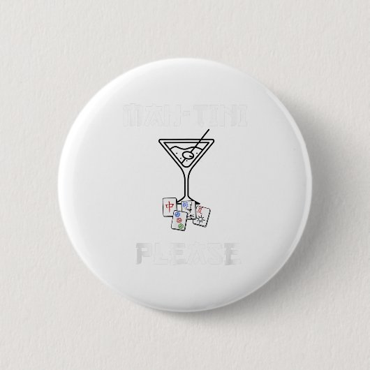 Grappige Mahjong Mah-tini Tail Joke Mahjong Ronde Button 5,7 Cm (Voorkant)