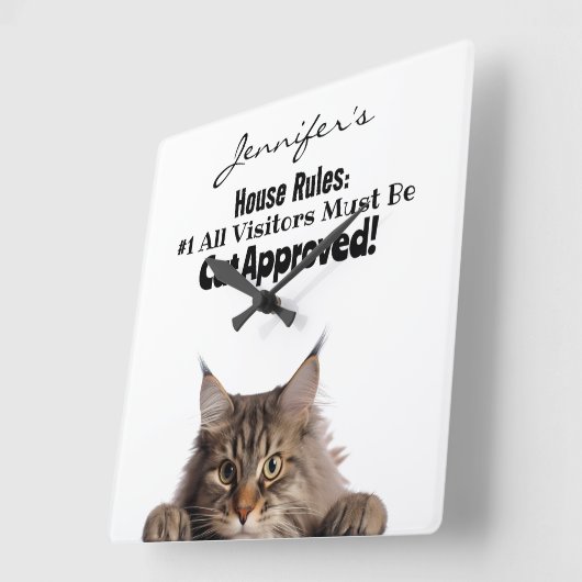 Grappige Maine Coon Kat Wandklok (Hoek)