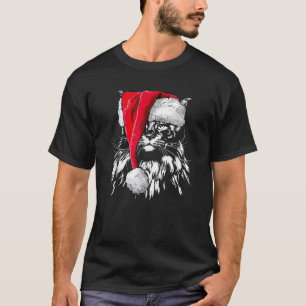 Grappige Maine Coon Sinterklaas Kerstmis kat moede T-shirt
