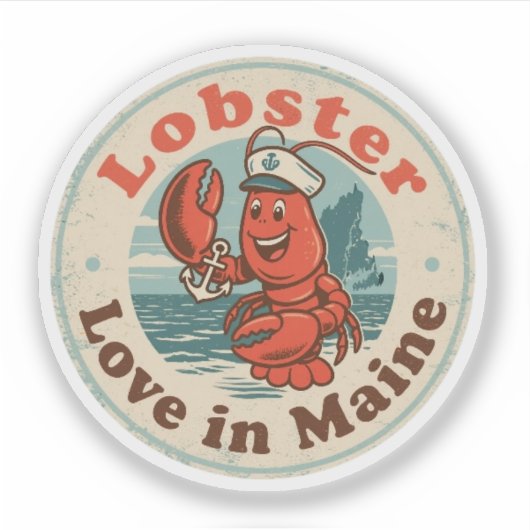 Grappige  Maine Kreeft Sailor Pet Retro Sticker (Voorkant)