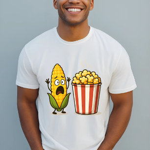 Grappige maïs Popcorn Cartoon Illustratie T-shirt