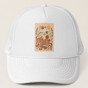 Grappige Make-up Kat Hoed - Mooie Cartoon Hoed voo Trucker Pet