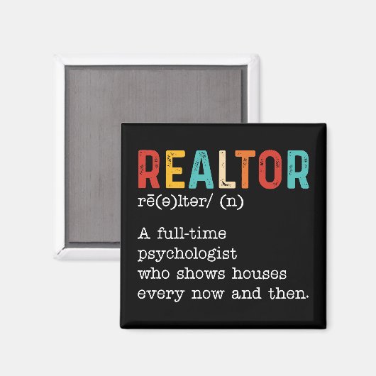 Grappige makelaar makelaar functiebeschrijving magneet (Voorkant / Achterkant)