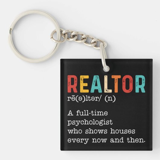 Grappige makelaar makelaar functiebeschrijving sleutelhanger (voorkant)