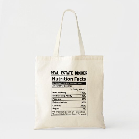 Grappige makelaar makelaar makelaar voeding feiten tote bag (Voorkant)