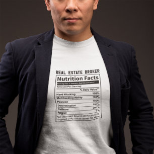 Grappige makelaar Realtor voedingswaarde T-shirt