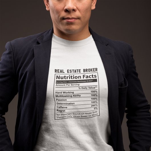 Grappige makelaar Realtor voedingswaarde T-shirt