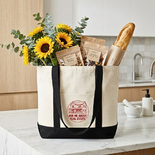 Grappige makelaar vastgoed makelaar naam logo bood tote bag