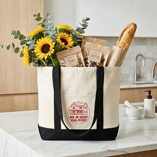 Grappige makelaar vastgoed makelaar naam logo bood tote bag