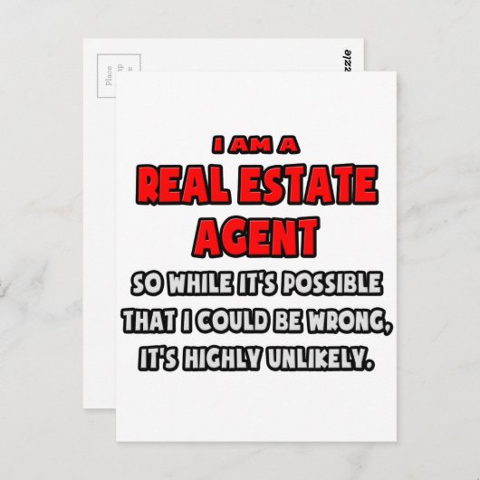 Grappige makelaar.. Zeer onwaarschijnlijk Briefkaart (Voorkant / Achterkant)