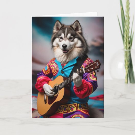 Grappige Malamute Rockster Kaart (Voorkant)