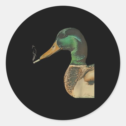 Grappige mallard eend meme met sigaret ronde sticker (Voorkant)