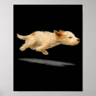 Grappige malle rennende hond kunst hond schilderst poster