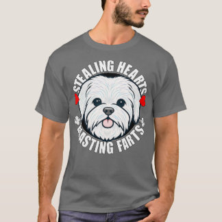Grappige Maltese Stealing Hearts Blasting Farts Ho T-shirt