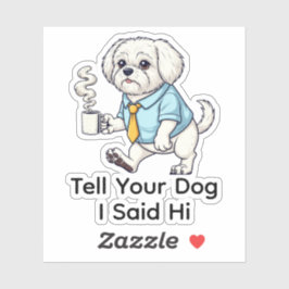 Grappige Maltezer Hond Zakelijke Pak Koffie Sticker