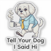 Grappige Maltezer Hond Zakelijke Pak Koffie Sticker (Voorkant)