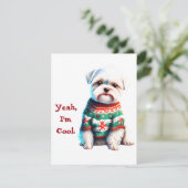 Grappige Maltezer in Lelijke Trui Kerst Kaart (Staand voorkant)