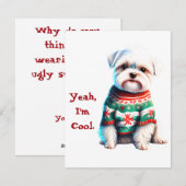 Grappige Maltezer in Lelijke Trui Kerst Kaart (Voorkant / Achterkant)