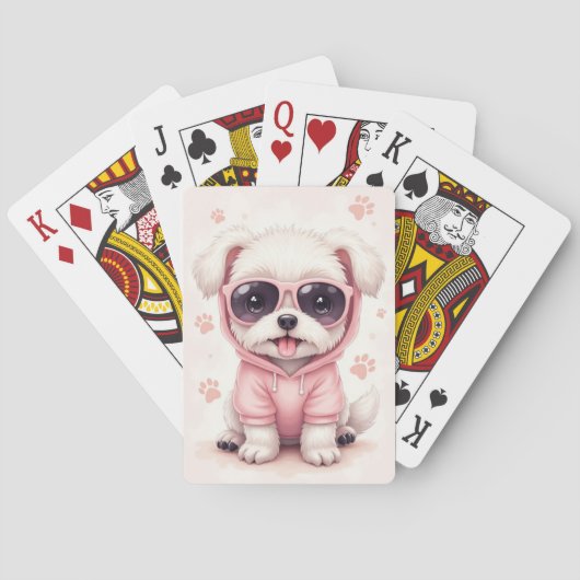 Grappige Maltezer Kawaii Hond Pokerkaarten (Achterkant)
