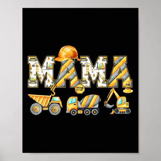 Grappige Mama Bouw Graafmachine Kinder Matching FA Poster (Voorkant)