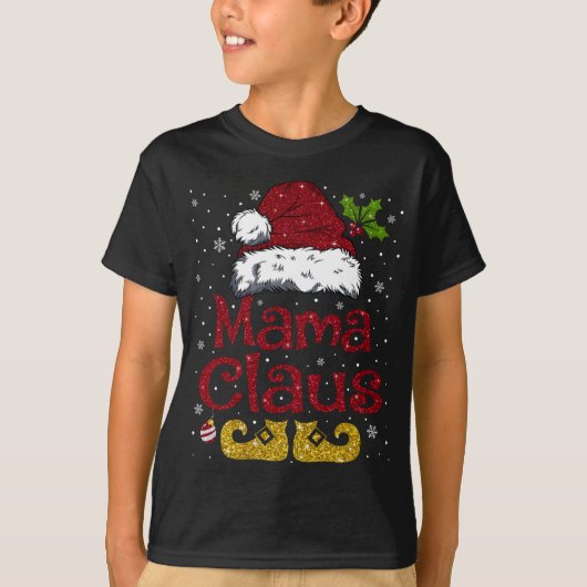 Grappige Mama Claus Bijpassende Familie Kerstman H T-shirt (Voorkant)