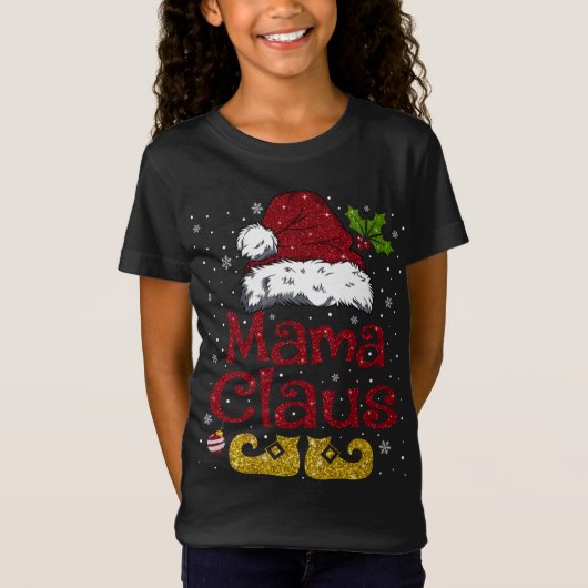 Grappige Mama Claus Bijpassende Familie Kerstman H T-shirt (Voorkant)