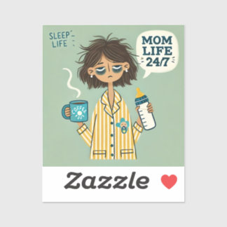 Grappige mama magneet - "Mom Life 24/7" - Uitgeput Sticker