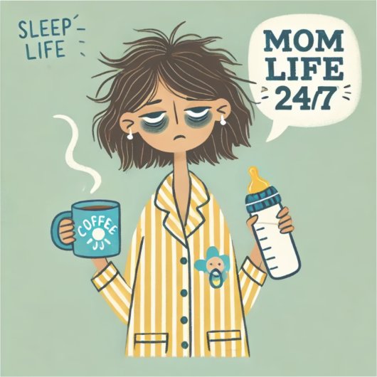 Grappige mama magneet - "Mom Life 24/7" - Uitgeput Sticker (Voorkant)