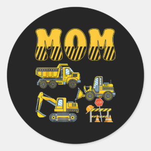 Grappige mama papa constructie graafmachine Kinder Ronde Sticker