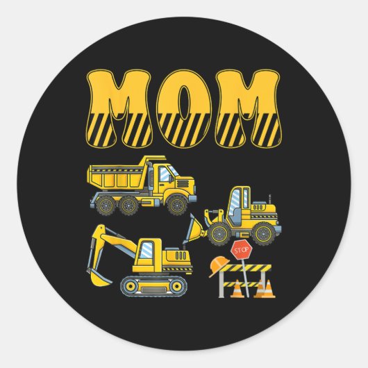 Grappige mama papa constructie graafmachine Kinder Ronde Sticker (Voorkant)