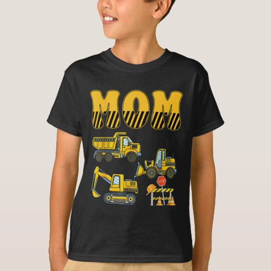 Grappige mama papa constructie graafmachine Kinder T-shirt (Voorkant)