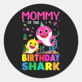Grappige mama van de verjaardag familie Shark Boy  Ronde Sticker (Voorkant)