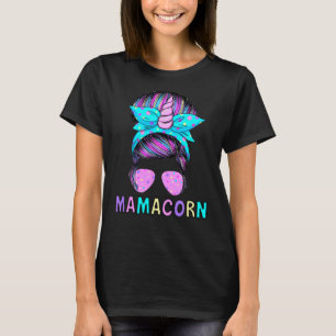 Grappige Mamacorn Eenhoorn Messy Bun Mom Moederdag T-shirt
