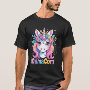 Grappige MamaCorn Eenhoorn Moeder Schattige Regenb T-shirt