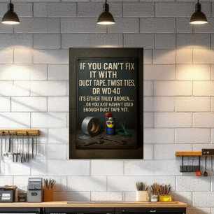 Grappige Man Cave Duct Tape Fix It Poster Muur Kun