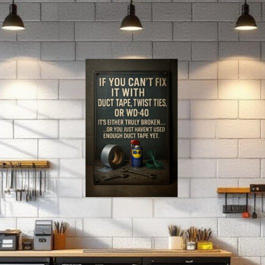 Grappige Man Cave Duct Tape Fix It Poster Muur Kun