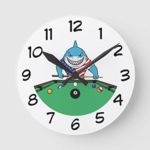 Grappige Man Cave Pool Shark Wandklokken
