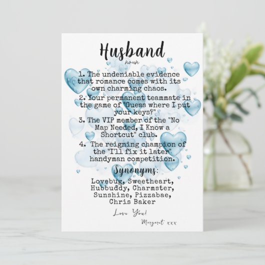 Grappige Man Definitie Plat Kerstkaart (Staand voorkant)