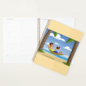 Grappige man die ontspant in een strandhangmat planner (Display)