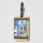 Grappige man die ontspant in strandhangmat bagagelabel (Voorkant (verticaal))
