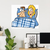 Grappige man en vrouw naar bed poster (Thuiskantoor)