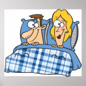 Grappige man en vrouw naar bed poster (Voorkant)