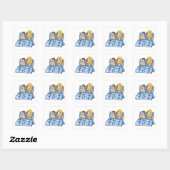 Grappige man en vrouw naar bed vierkante sticker (Vel)