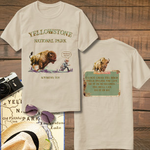 Grappige man rent Bison Amerikaanse Bizon T-shirt