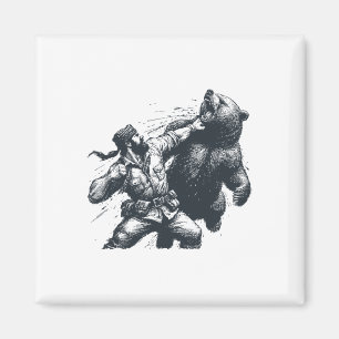 Grappige man slaat beer Retro Vintage jacht Magneet