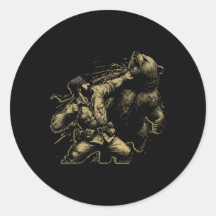 Grappige man stompt beer Retro Vintage jacht Ronde Sticker