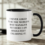 Grappige manager die ik nooit gevraagd heb om 's w mok<br><div class="desc">Grappige koffie mok met gezegde "Ik heb nooit gevraagd om de beste manager van de wereld te zijn, maar hier ben ik absoluut verpletterend het." Grappige Unieke Idee Cup Gift voor beste manager grootste manager, perfect voor elke verjaardag, kerst, viering of gewoon omdat je je geliefde moet vertellen hoeveel je...</div>