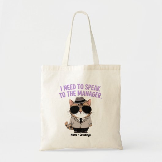 Grappige Manager Kat Humor Illustratie Tote Bag (Voorkant)
