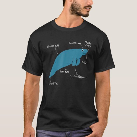 Grappige Manatee Dugong en Zee Koe Anatomie T-shirt (Voorkant)