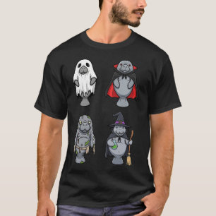 Grappige Manatee Ghost Witch Zombie Vampire Hallow T-shirt